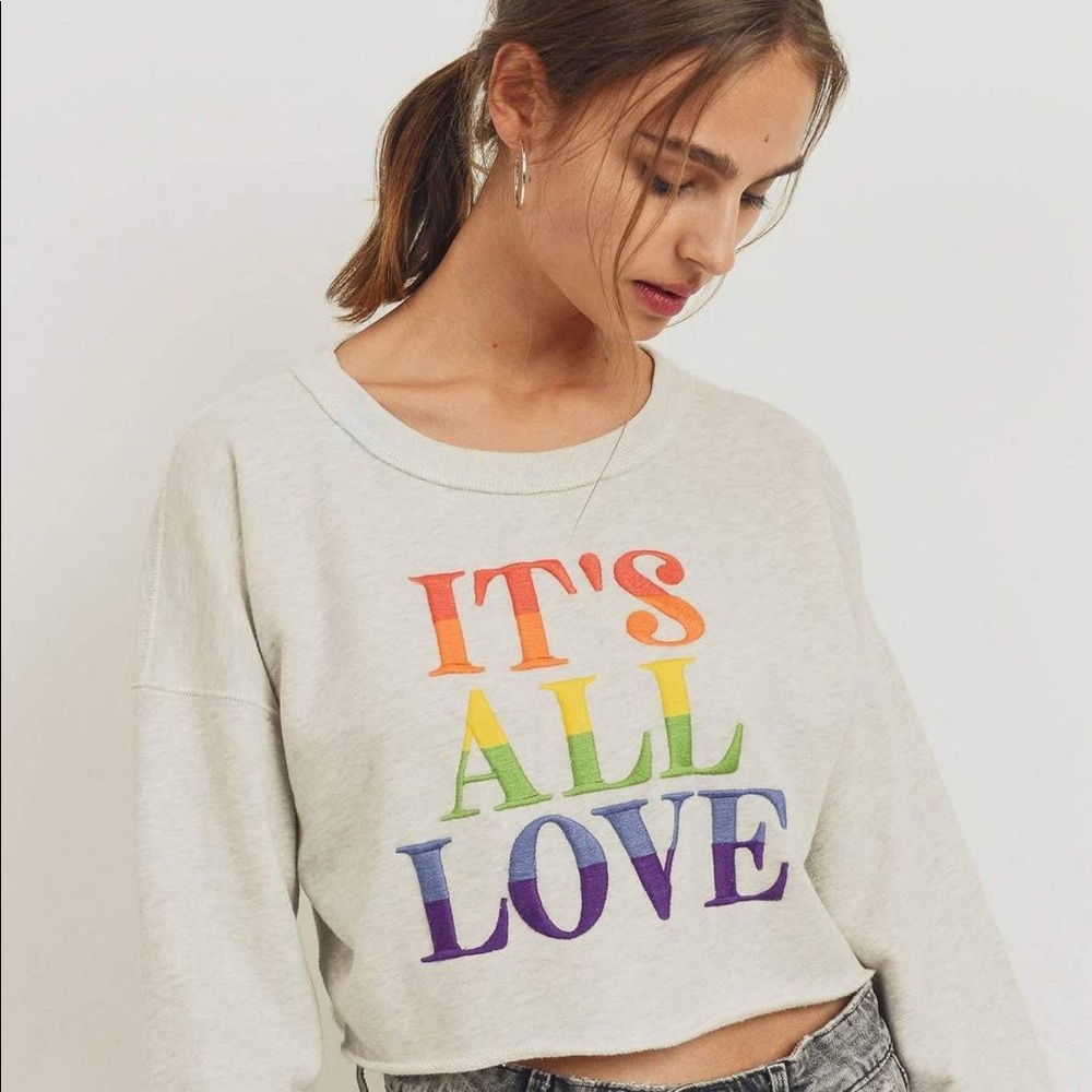 Cropped Rainbow Love Sweater